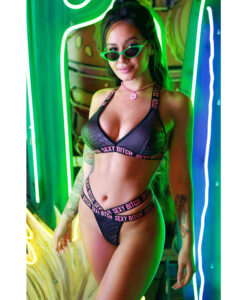 Sexy Bitch Bralette & Strappy Panty Set- S/M (Garment Only - No Box)