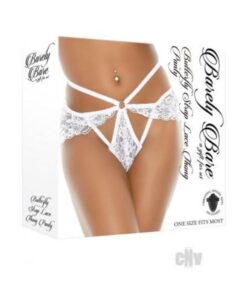 Barely Bare Butterfly Strap Lace Thong Panty White O/s