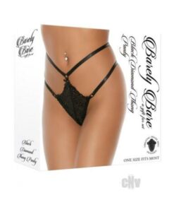 Barely Bare Black Diamond Thong Panty O/s