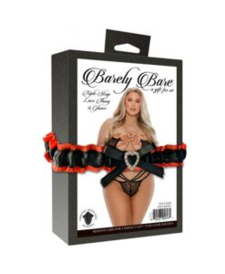 Barely Bare Triple-strap Lace Thong & Glove Plus Size Black