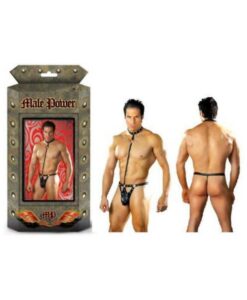 Male Power Fetish Tormentor Choker G-string Body Harness Black L/xl