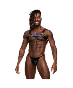 Male Power Men's Leather Aries Black/blue O/s