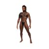 Aquarius Pu Leather Chest Harness W/half Sleeve Black O/s