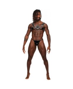 Libra Pu Leather Chest Harness Black O/s