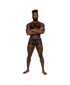 Male Power Sassy Lace Mini Short Sheer Pouch Black S