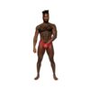 Male Power Sassy Lace Open Ring Thong Red S/m