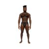 Male Power Sassy Lace Bikini Solid Pouch Black M