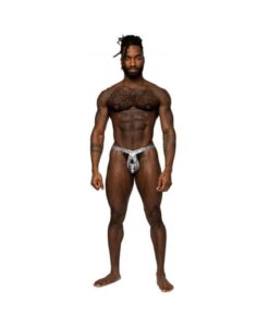 Male Power S'naked Criss Cross Thong Silver/black S/m
