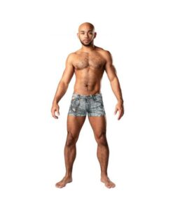 Male Power Dirty Denim Pouch Short Denim Print S