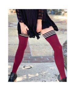 Kixies Heather Opaque Thigh High Cranberry B