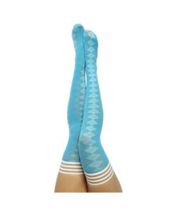 Kixies On Point Collection Par 4 Blue Argyle Thigh-high Stockings Size A