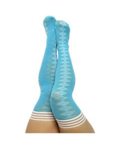 Kixies On Point Collection Par 4 Blue Argyle Thigh-high Stockings Size C