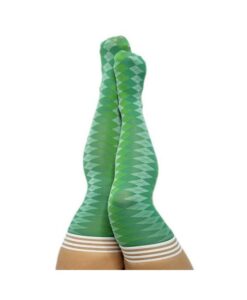 Kixies On Point Collection Par 4 Green Argyle Thigh-high Stockings Size C