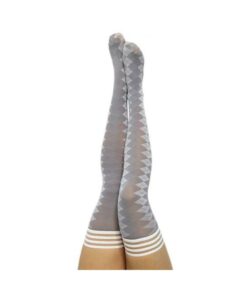 Kixies On Point Collection Par 4 Grey Argyle Thigh-high Stockings Size B