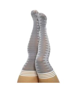 Kixies On Point Collection Par 4 Grey Argyle Thigh-high Stockings Size D