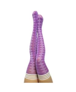 Kixies On Point Collection Par 4 Purple Argyle Thigh-high Stockings Size B