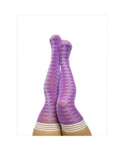 Kixies On Point Collection Par 4 Purple Argyle Thigh-high Stockings Size C