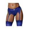 Ouch! Vibrating Strap-on Thong With Adjustable Garters Royal Blue M/l