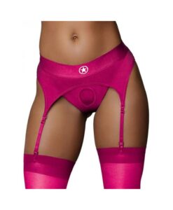 Ouch! Vibrating Strap-on Thong With Adjustable Garters Pink M/l