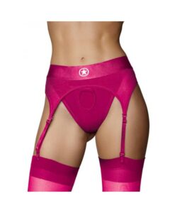 Ouch! Vibrating Strap-on Thong With Adjustable Garters Pink Xs/s