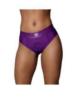 Ouch! Vibrating Strap-on Thong With Removable Butt Straps Purple M/l