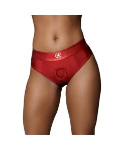 Ouch! Vibrating Strap-on Thong With Removable Butt Straps Red M/l