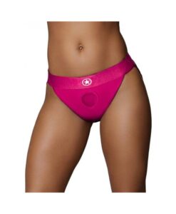Ouch! Vibrating Strap-on Panty Harness With Open Pink Black M/l