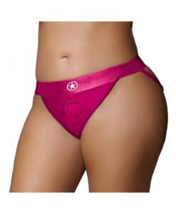 Ouch! Vibrating Strap-on Panty Harness With Open Pink Black Xl/xxl