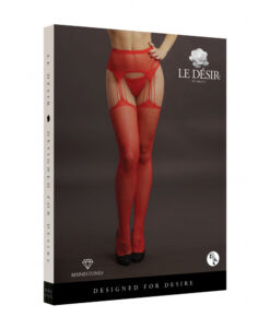 Le Desir Suspender Rhinestone Pantyhose Red
