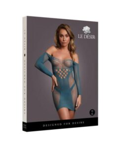 Le Desir Long-sleeved Net Mini Dress Ocean Deep O/s