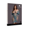 Le Desir Long-sleeved Net Mini Dress Ocean Deep Queen Size