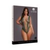 Le Desir V-neck Teddy With Opaque Panels Midnight Green Queen Size