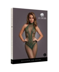 Le Desir Fishnet And Lace Bodystocking Midnight Green O/s