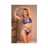 Allure Margot Lace Bralette & Crotchless Panty Blue O/s