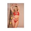Allure Margot Lace Bralette & Crotchless Panty Red O/s