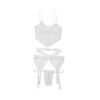 Diva Bra, Garterbelt, And G-string White Os Xl