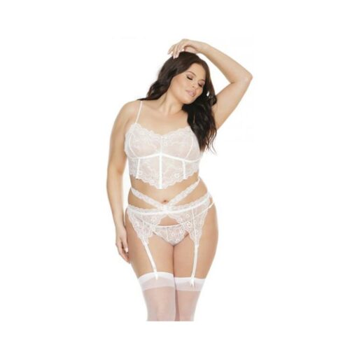 Diva Bra, Garterbelt, And G-string White Os Xl - Image 2