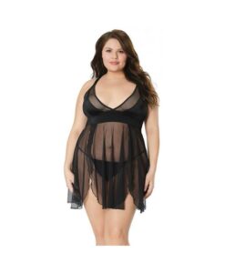 Babydoll & G-string Black Os Xl Hanging
