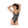 Sheer Crotchless Teddy Black Large Hanging