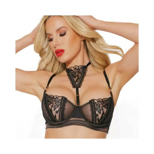 Black Label Underwire Bra With Adjustable Choker Black/rose Gold Medium