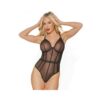 Black Label Teddy With Back Cut-out With Hook And Eye Closure Black/rose Gold Small