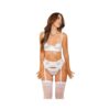 Coquette Lace Detail Bra, Garter & Thong White S