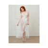 Dreamgirl Stretch Lace Teddy & Sheer Mesh Maxi Skirt With Adjustable Straps & G-string White Large H