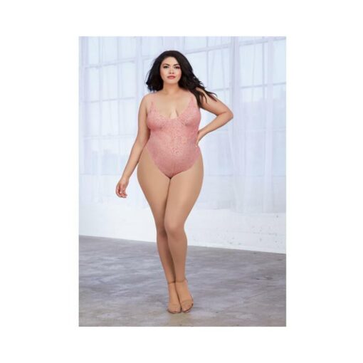 Dreamgirl Plus-size Stretch Lace Teddy & Sheer Mesh Maxi Skirt With Adjustable Straps & G-string Ros - Image 2