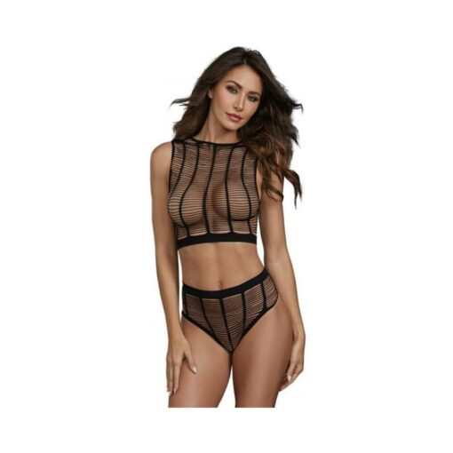 Dreamgirl Stretch Elastic Bralette And Garter Panty With Adjustable Hook & Eye Back And Back Neck Cl - Image 3