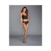 Dreamgirl Stretch Mesh & Galloon Lace Underwire Bustier & Lace-up Panty Set Black Small Hanging