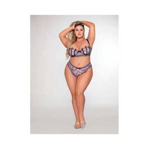 Dreamgirl Shell Bra And Matching G-string Set Lavender 2x