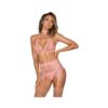 Dg Bra Garterbelt & G-string Pink Os