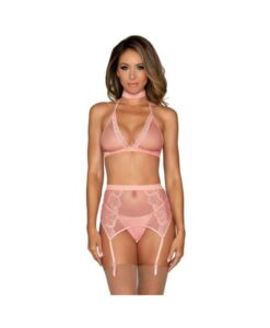 Alternative view of Dg Bra Garterbelt & G-string Pink Os