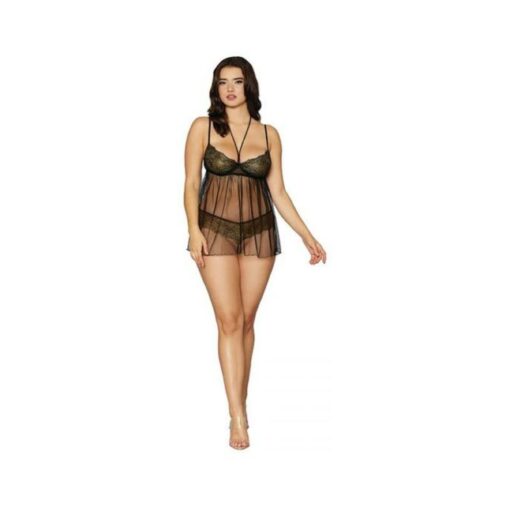 Gold Foil Babydoll Stretch Lace & Mesh Black/gold Os - Image 2